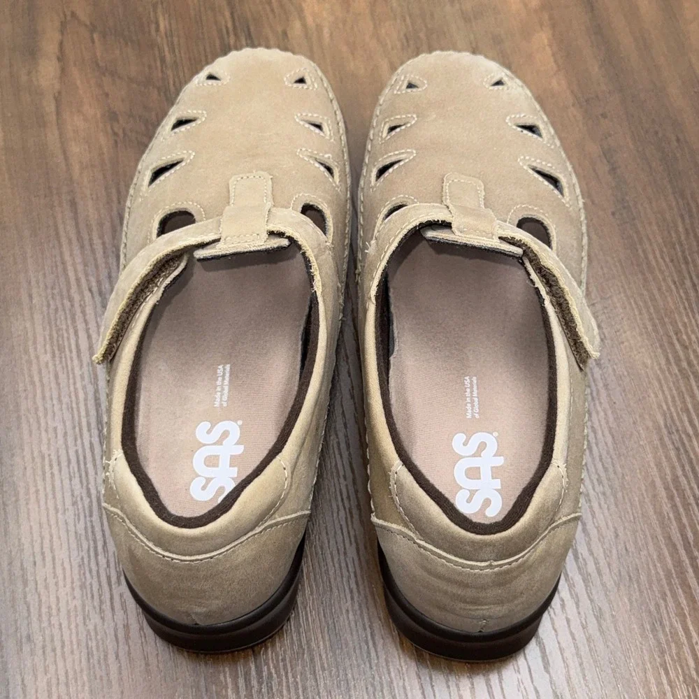 SAS San Antonio Shoes Roamer Leather T-Strap Comfort Mary Jane Loafers Size 4 M